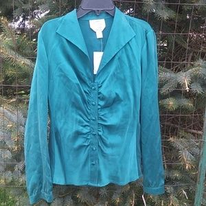 Talbots 100% Silk Blouse Green Size 6